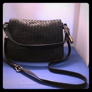 Cole Haan  Black Woven Leather Shoulder/Crossbody